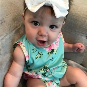 Mint Floral Baby Romper